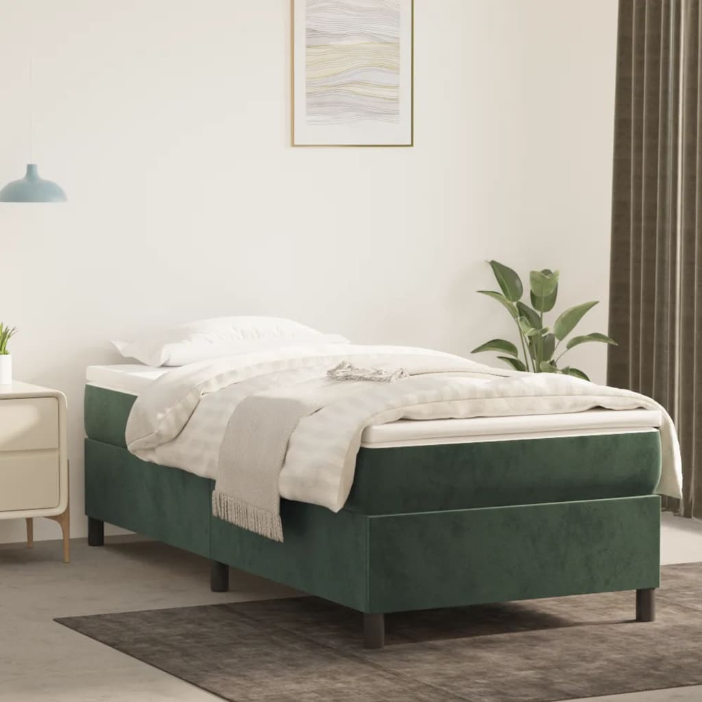 Struttura Letto a Rete a Molle Verde Scuro 90x200 cm in Velluto - homemem39