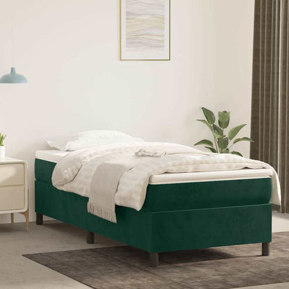Struttura Letto a Rete a Molle Verde Scuro 90x200 cm in Velluto