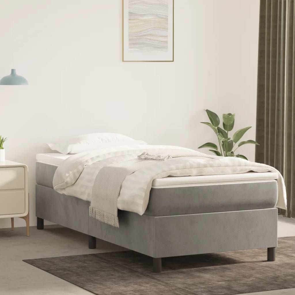 Struttura Letto a Rete a Molle Grigio Chiaro 100x200 cm Velluto - homemem39