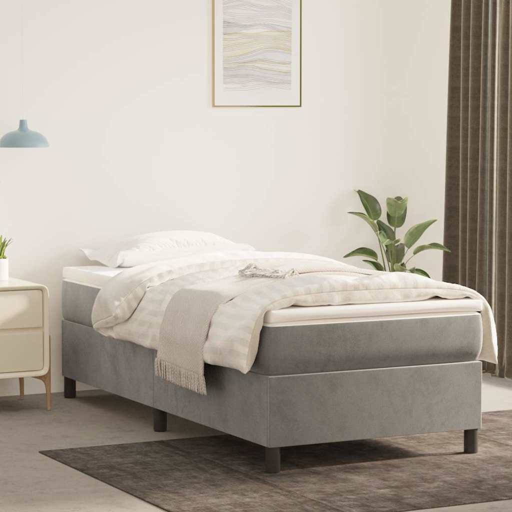 Struttura Letto a Rete a Molle Grigio Chiaro 100x200 cm Velluto