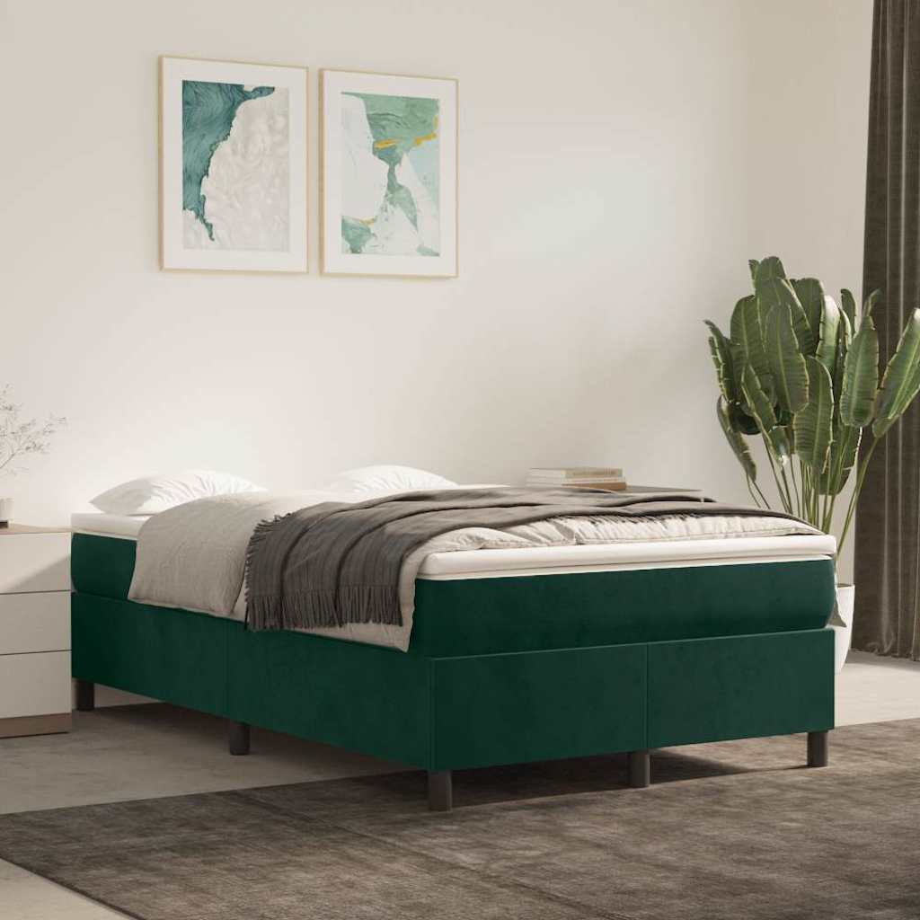 Struttura Letto a Rete a Molle Verde Scuro 120x200cm in Velluto