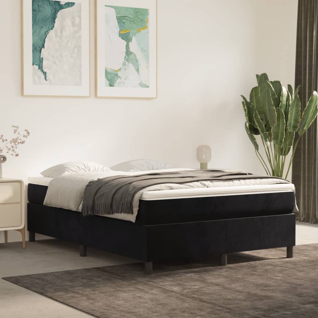 Struttura Letto a Rete a Molle Nero 140x190 cm in Velluto - homemem39