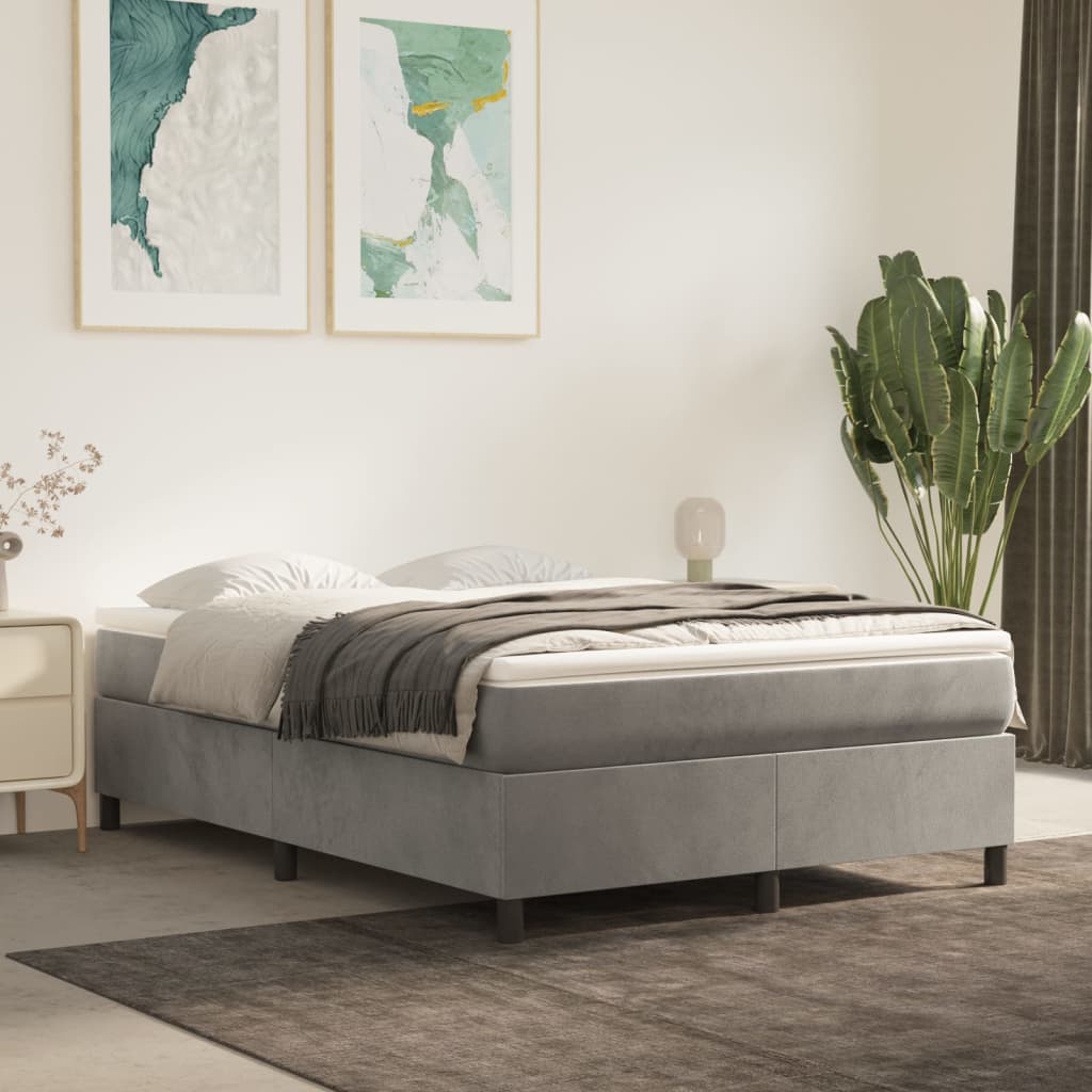 Struttura Letto a Rete a Molle Grigio Chiaro 140x200 cm Velluto - homemem39