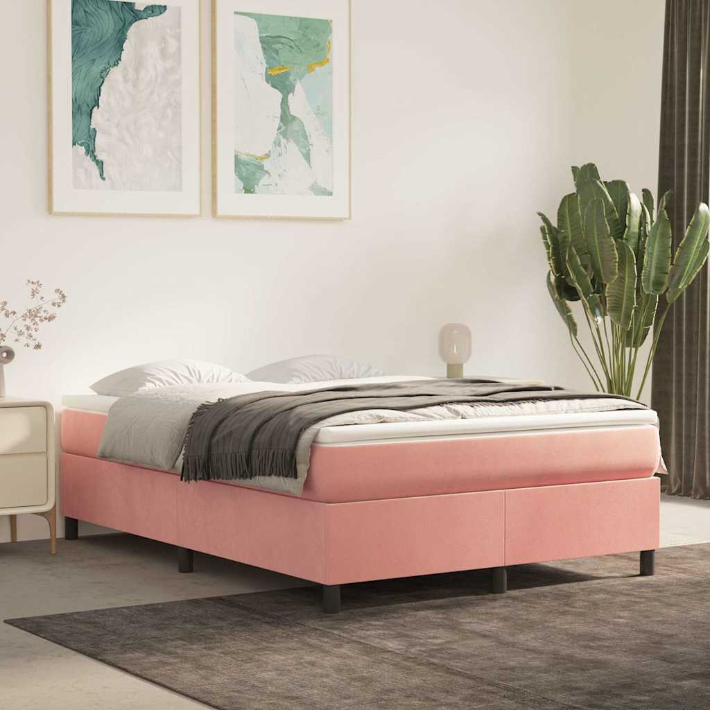 Struttura Letto a Rete a Molle Rosa 140x200 cm in Velluto