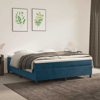 Struttura Letto a Rete a Molle Blu Scuro 160x200 cm in Velluto