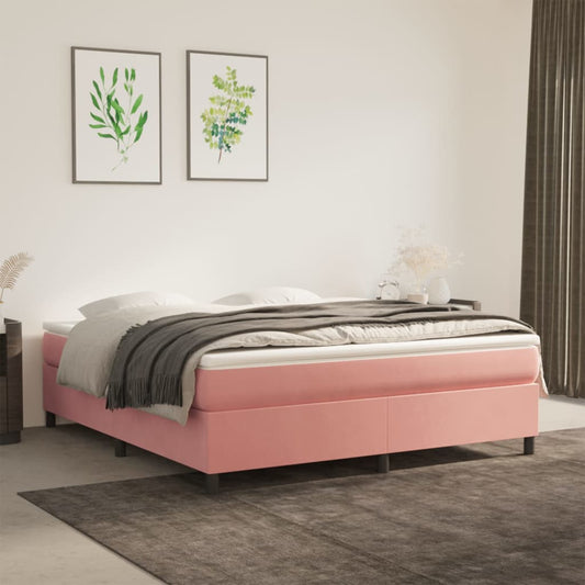 Struttura Letto a Rete a Molle Rosa 160x200 cm in Velluto - homemem39