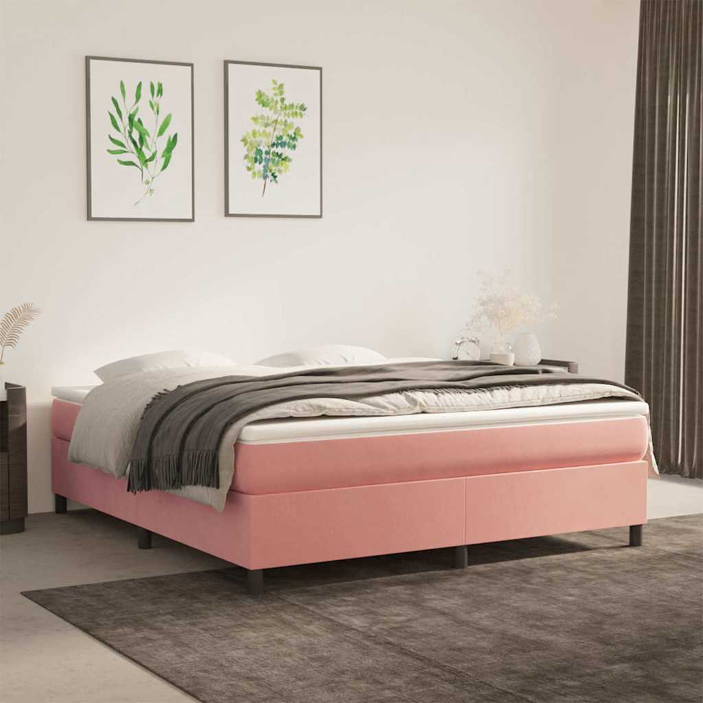 Struttura Letto a Rete a Molle Rosa 160x200 cm in Velluto