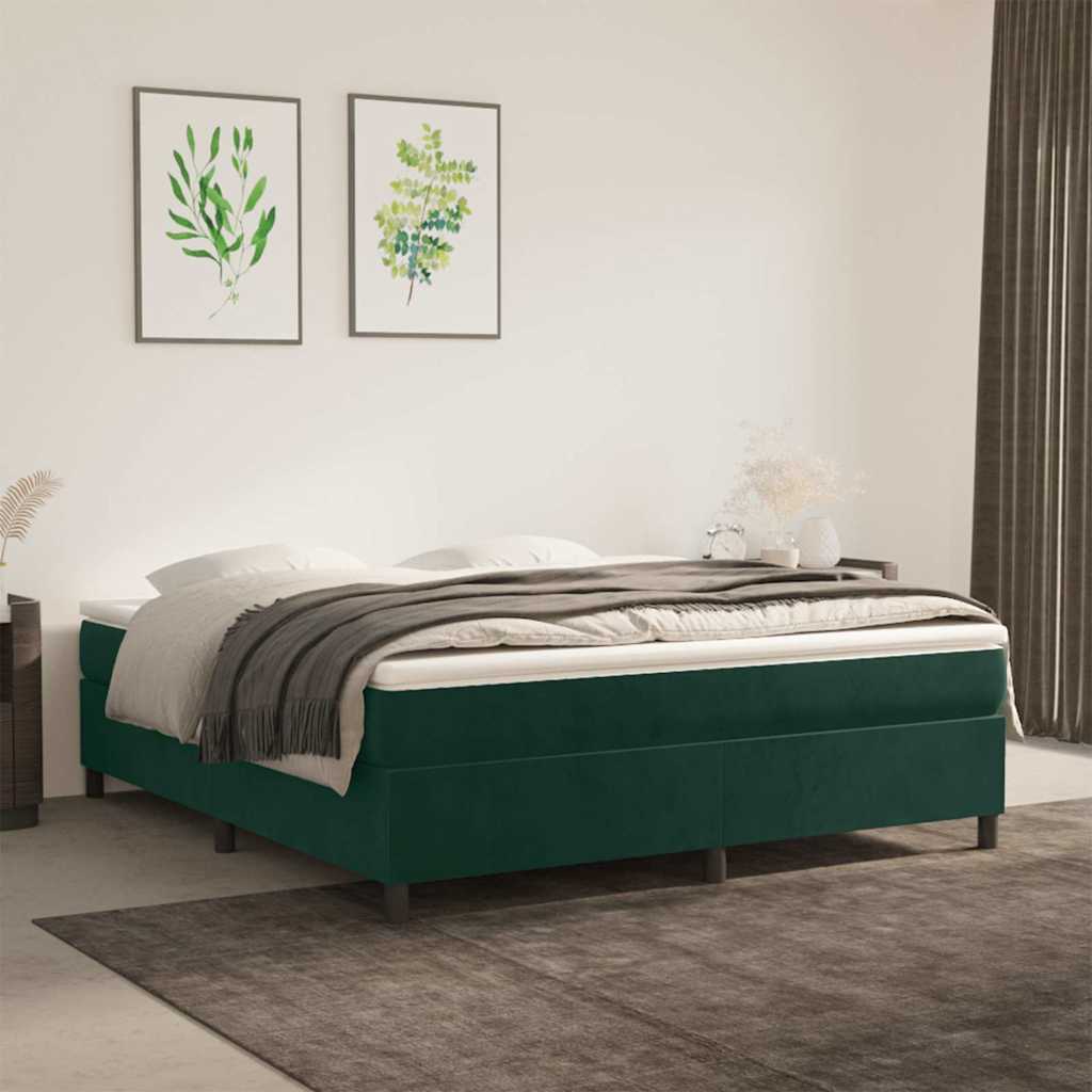 Struttura Letto a Rete a Molle Verde Scuro 180x200cm in Velluto