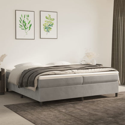 Struttura Letto a Rete a Molle Grigio Chiaro 200x200 cm Velluto - homemem39