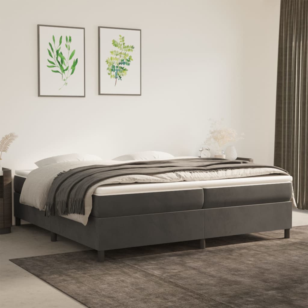 Struttura Letto a Rete a Molle Grigio Scuro 200x200 cm Velluto - homemem39
