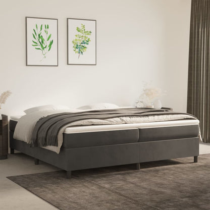 Struttura Letto a Rete a Molle Grigio Scuro 200x200 cm Velluto - homemem39