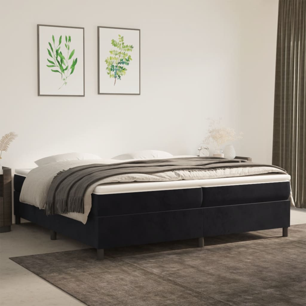 Struttura Letto a Rete a Molle Nero 200x200 cm in Velluto - homemem39
