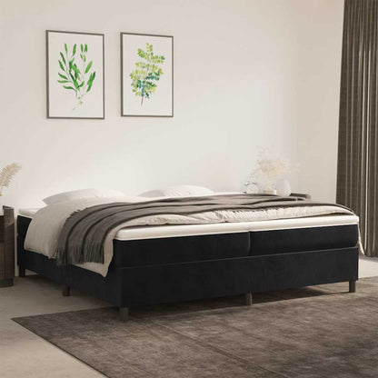 Struttura Letto a Rete a Molle Nero 200x200 cm in Velluto