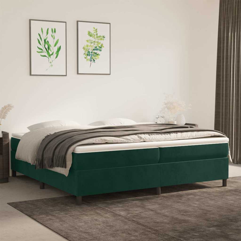 Struttura Letto a Rete a Molle Verde Scuro 200x200cm in Velluto