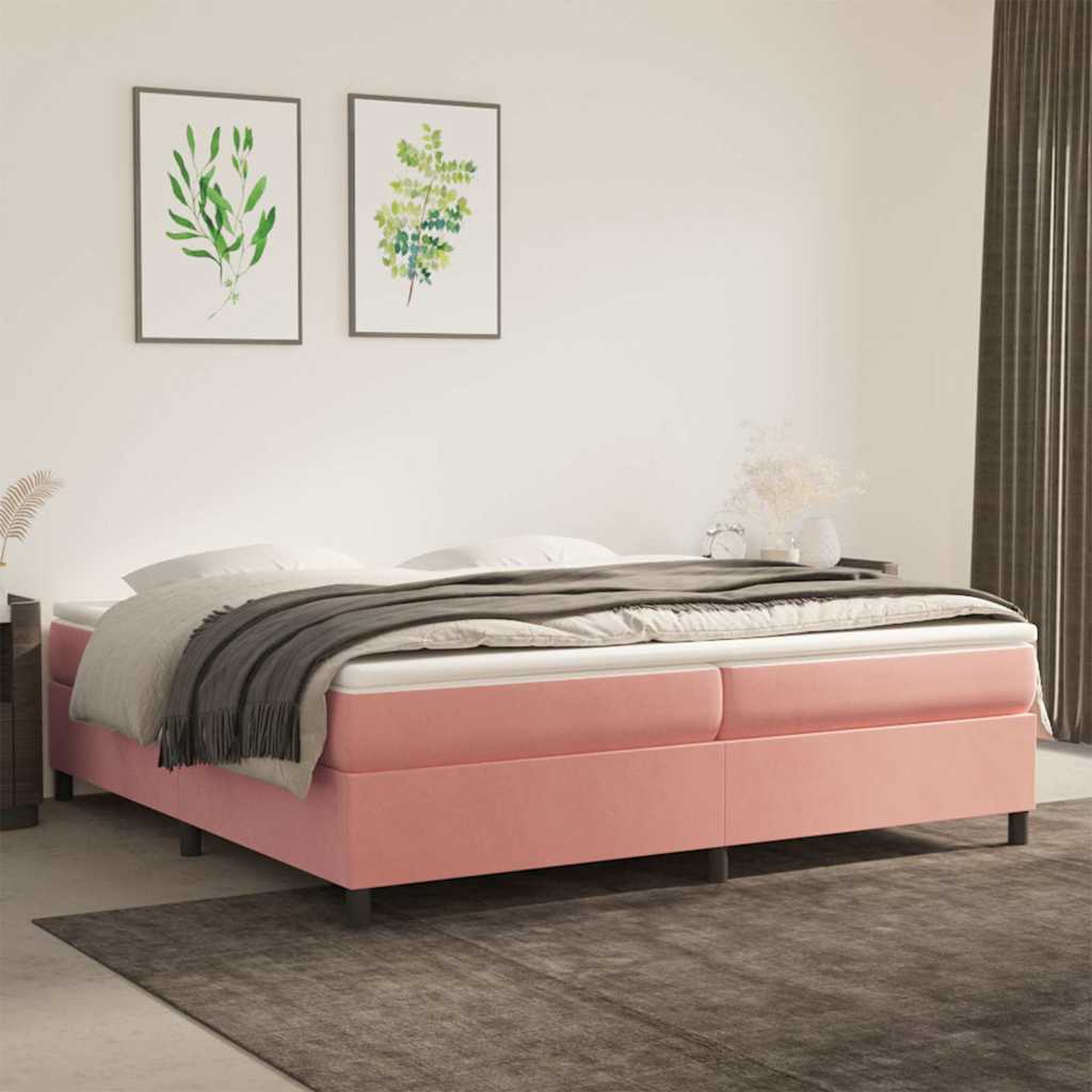 Struttura Letto a Rete a Molle Rosa 200x200 cm in Velluto