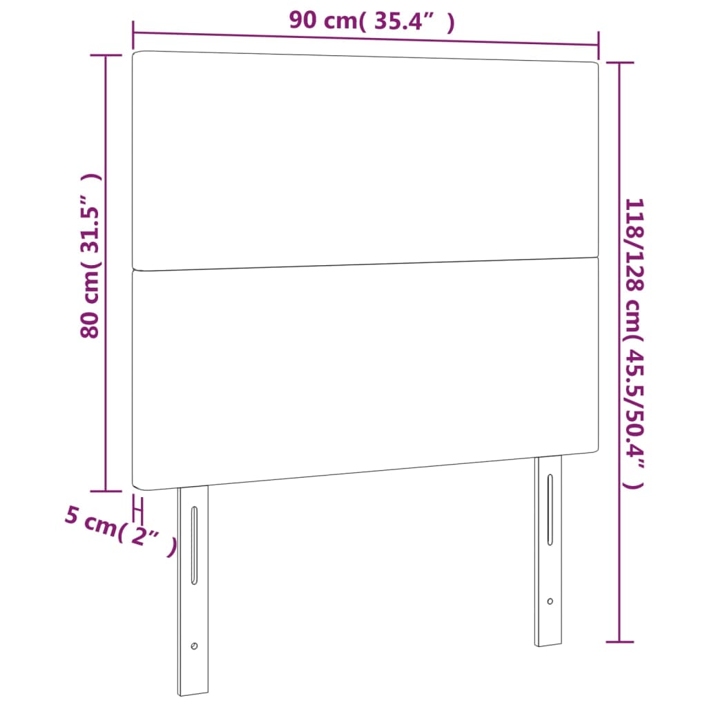 Testiera 2 pz Marrone Scuro 90x5x78/88 cm in Tessuto - homemem39