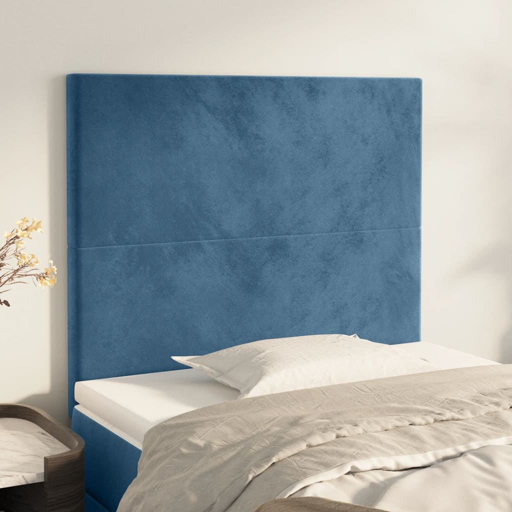 Testiera 2 pz Blu scuro 90x5x78/88 cm in Velluto - homemem39
