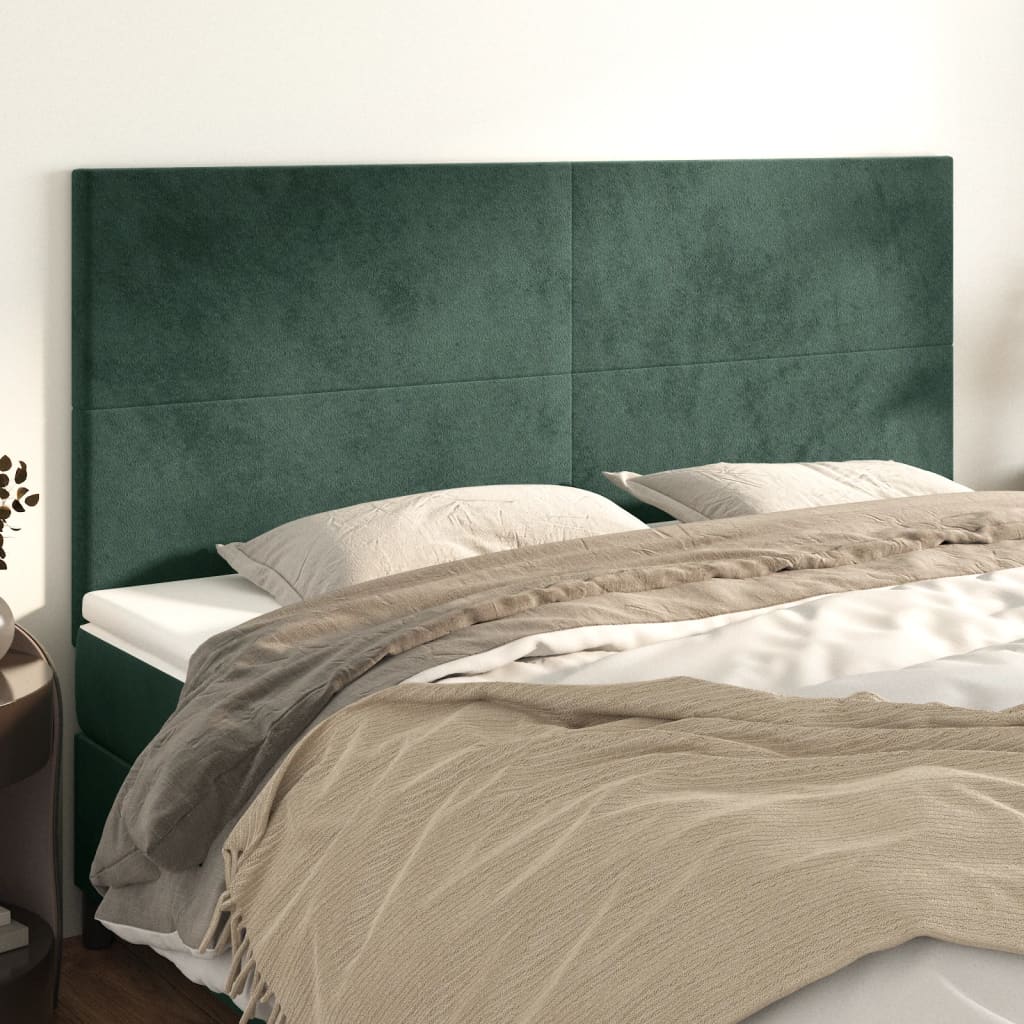 Testiera 4 pz Verde Scuro 80x5x78/88 cm in Velluto - homemem39