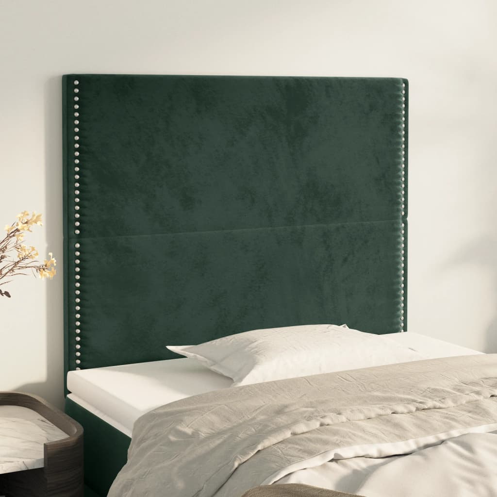 Testiera 2 pz Verde scuro 90x5x78/88 cm in Velluto - homemem39