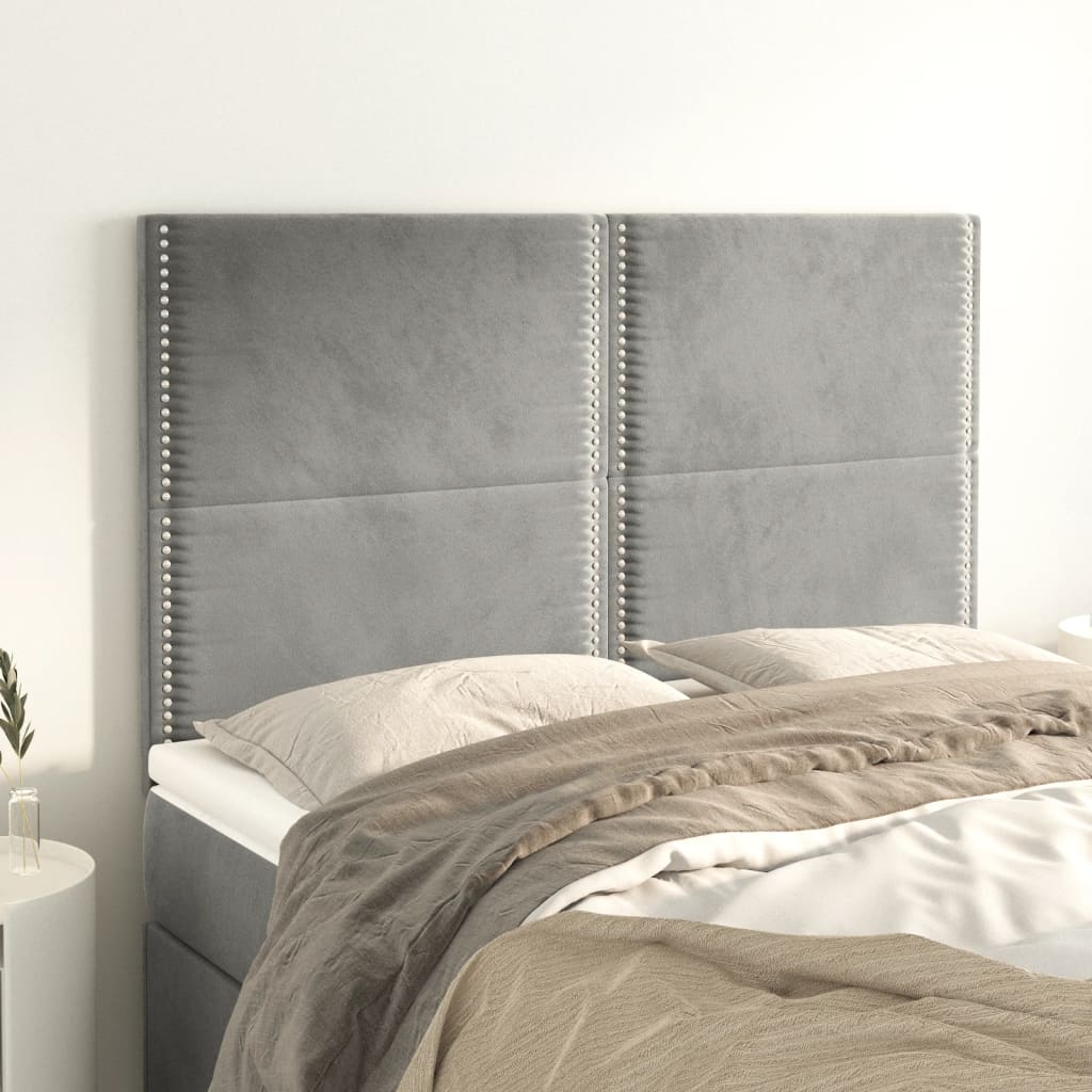 Testiere 4 pz Grigio Chiaro 72x5x78/88 cm in Velluto - homemem39