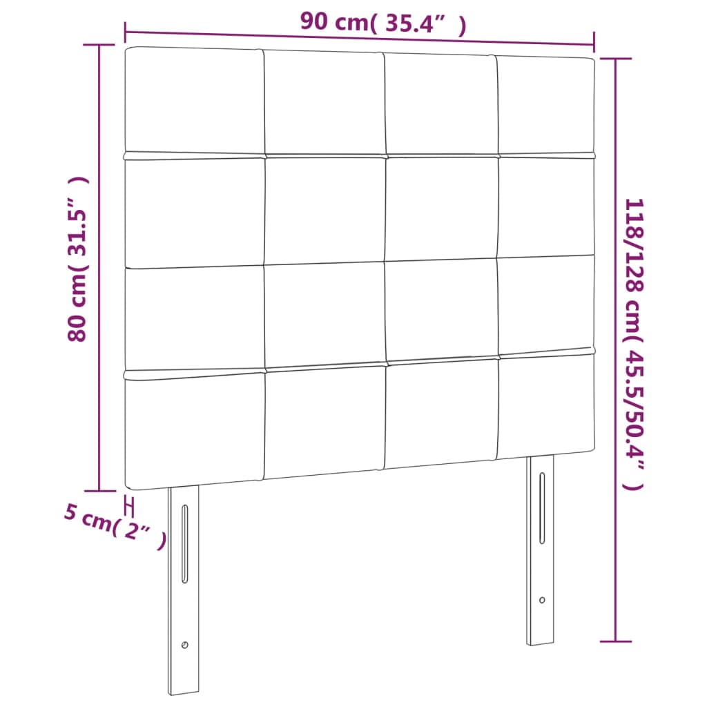 Testiera Marrone Scuro 90x5x118/128 cm Tessuto
