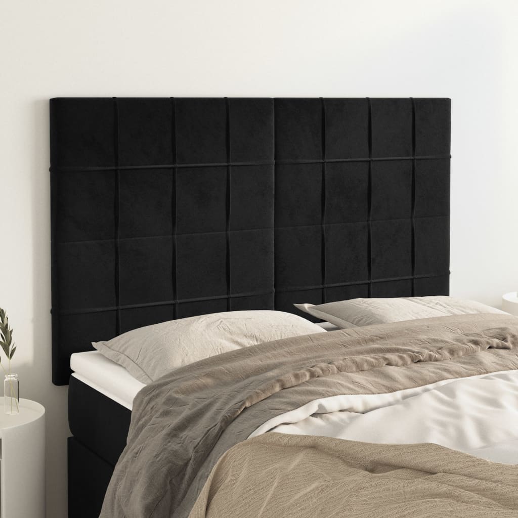 Testiera Nera 144x5x118/128 cm Velluto | homemem39