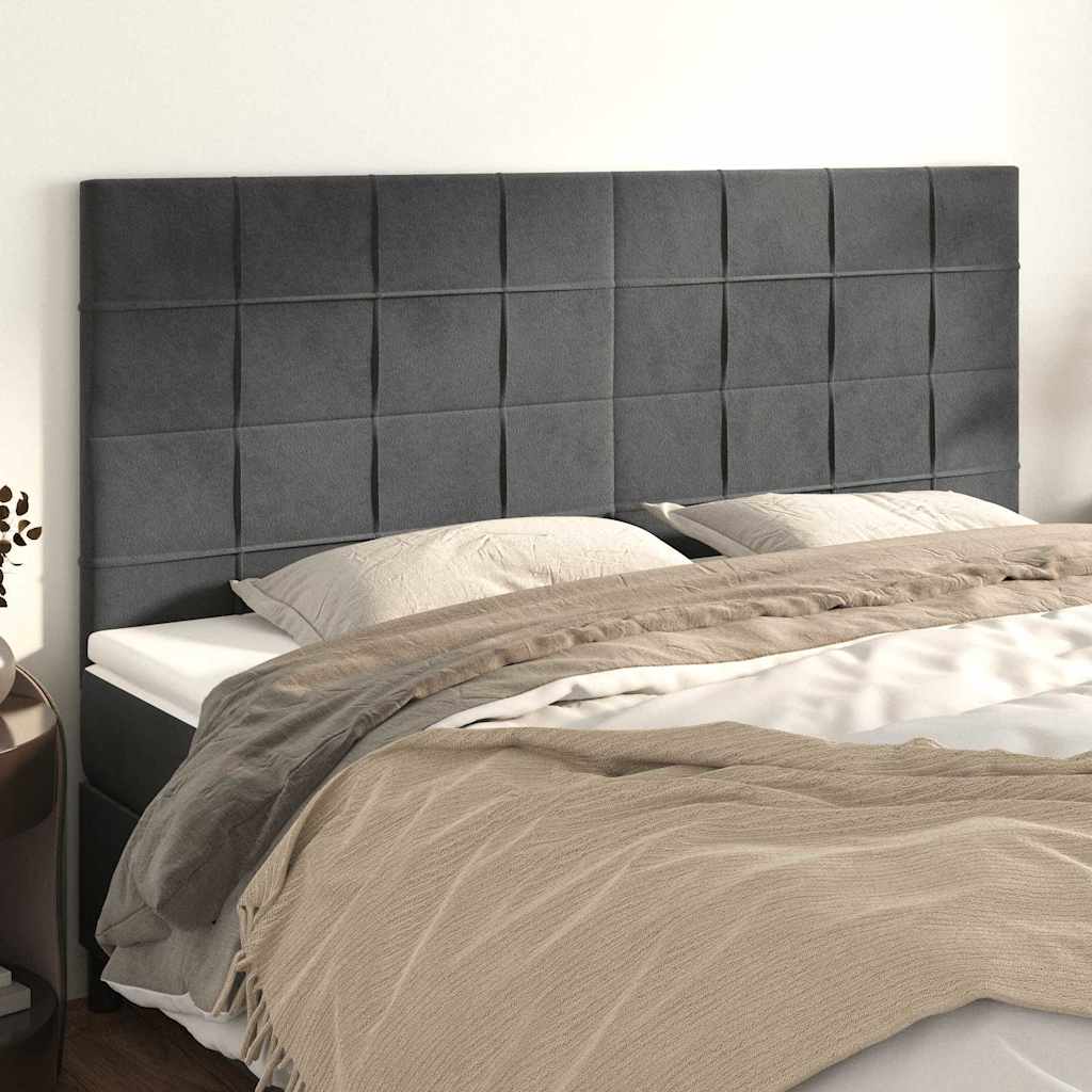Testiera Grigio Scuro 160x5x118/128 cm Velluto | homemem39