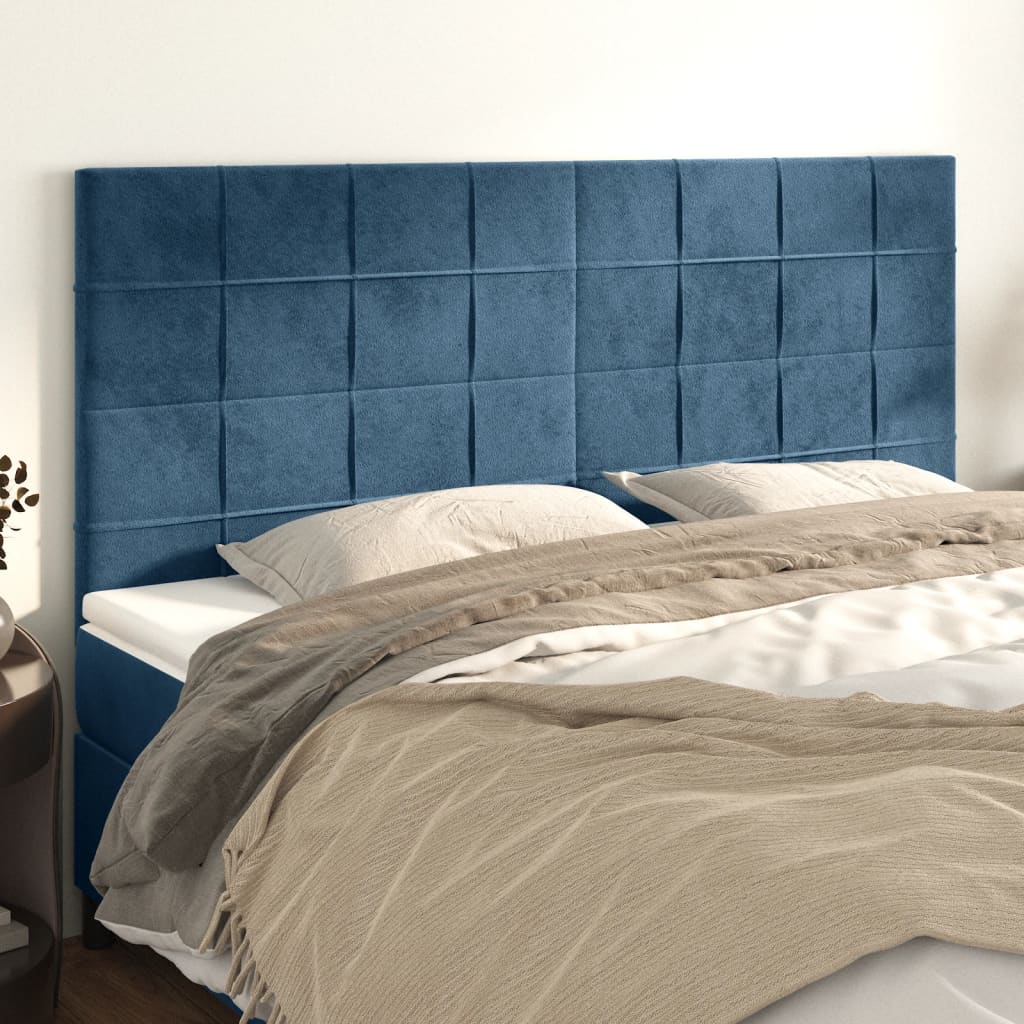Testiere 4 pz Blu Scuro 100x5x78/88 cm in Velluto - homemem39