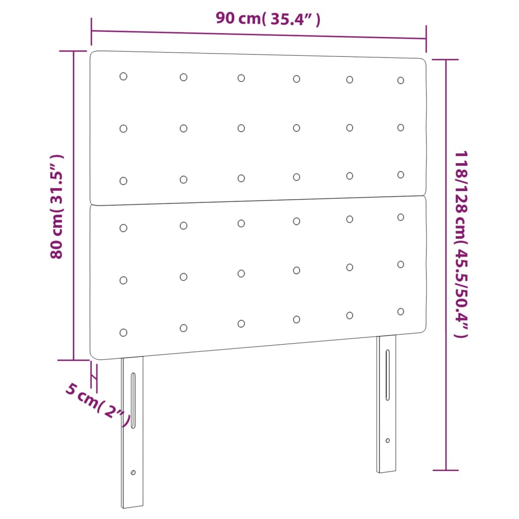 Testiere 2 pz Cappuccino 90x5x78/88 cm in Similpelle