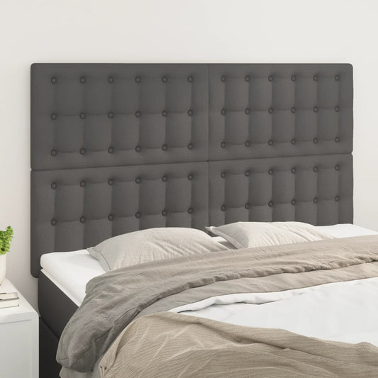 Testiera Grigio 144x5x118/128 cm in Similpelle