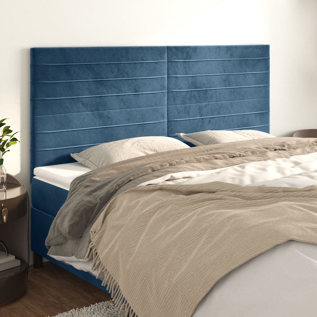 Testiere 4 pz Blu Scuro 100x5x78/88 cm in Velluto - homemem39