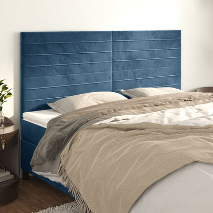 Testiere 4 pz Blu Scuro 100x5x78/88 cm in Velluto - homemem39