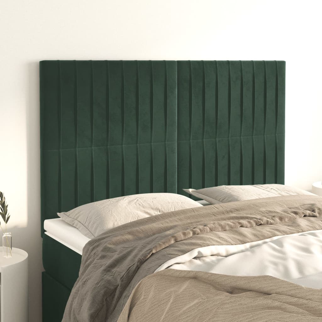 Testiere 4 pz Verde Scuro 72x5x78/88 cm in Velluto - homemem39