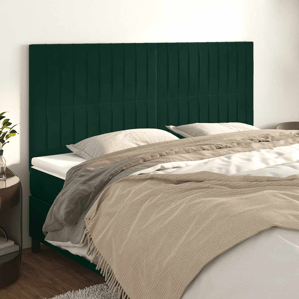 Testiera Verde Scuro 160x5x118/128 cm Velluto | homemem39