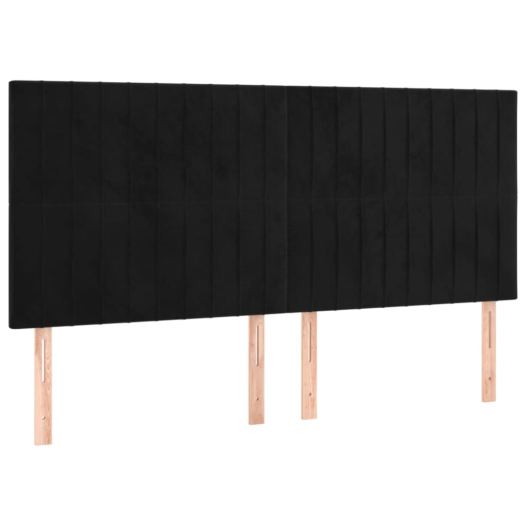 Testiera Nera 180x5x118/128 cm Velluto