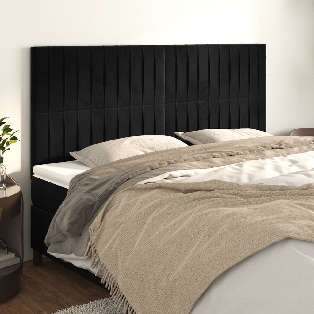 Testiera Nera 180x5x118/128 cm Velluto | homemem39