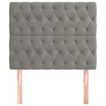 Testiera 2 pz Grigio Chiaro 90 x 7 x 78/88 cm in Velluto - homemem39