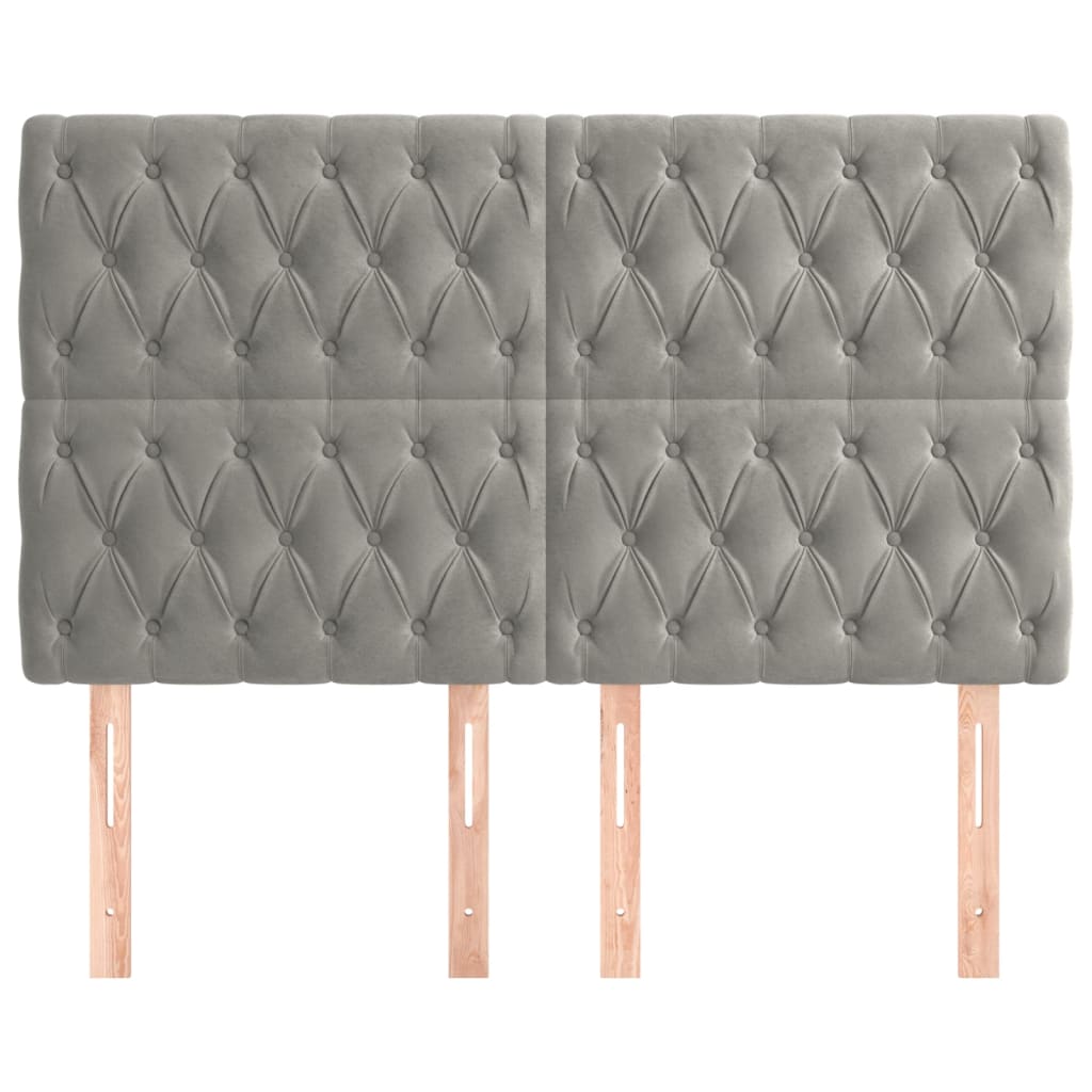 Testiera 4 pz Grigio Chiaro 80x7x78/88 cm in Velluto - homemem39