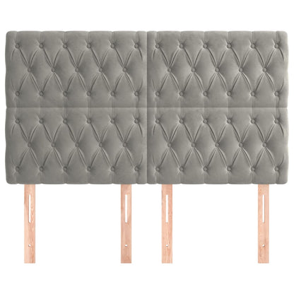 Testiera 4 pz Grigio Chiaro 80x7x78/88 cm in Velluto - homemem39