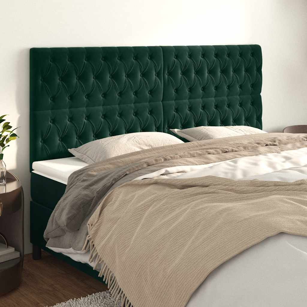 Testiera Verde Scuro 200x7x118/128 cm Velluto | homemem39