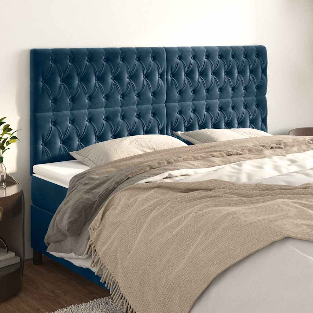 Testiera Blu Scuro 200x7x118/128 cm Velluto | homemem39