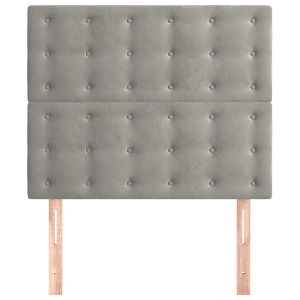Testiera 2 pz Grigio Chiaro 90x5x78/88 cm in Velluto - homemem39