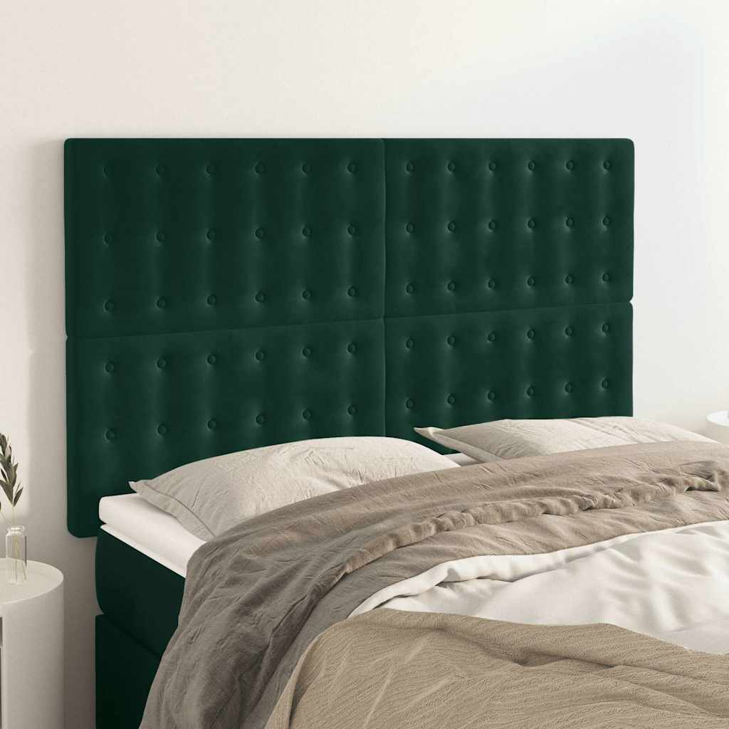 Testiera Verde Scuro 144x5x118/128 cm Velluto | homemem39