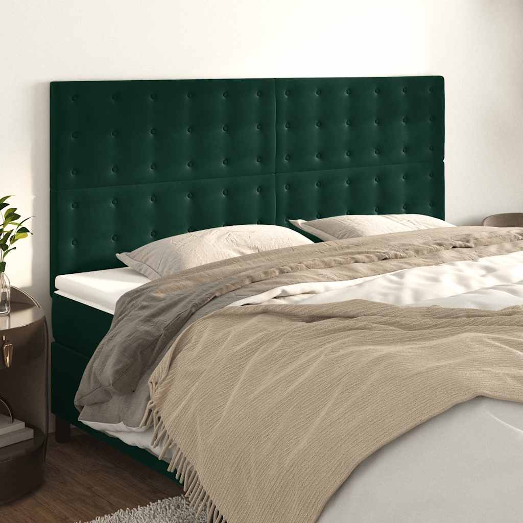 Testiera Verde Scuro 200x5x118/128 cm Velluto