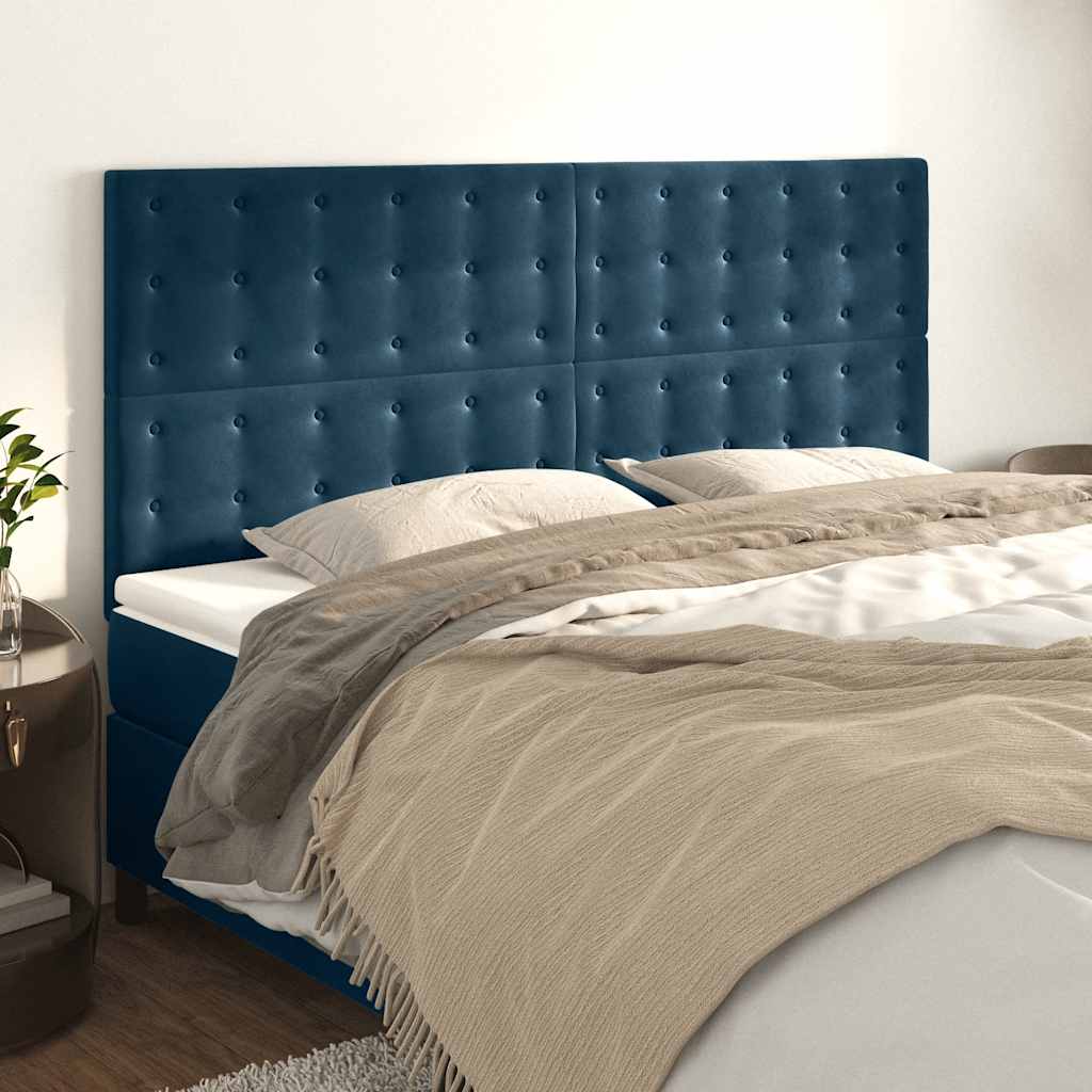 Testiera Blu Scuro 200x5x118/128 cm Velluto