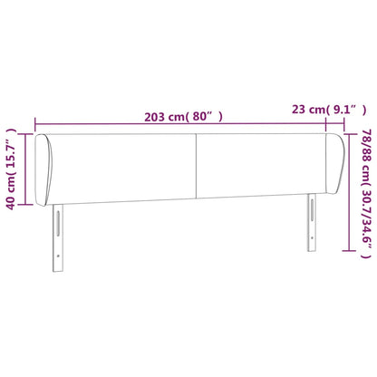 Testiera ad Orecchio Grigio Scuro 203x23x78/88 cm in Tessuto
