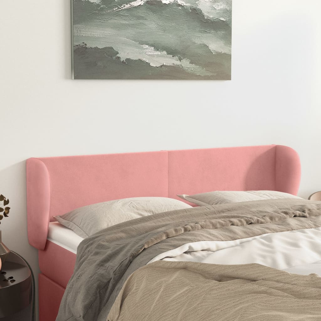 Testiera ad Orecchio Rosa 147x23x78/88 cm in Velluto | homemem39