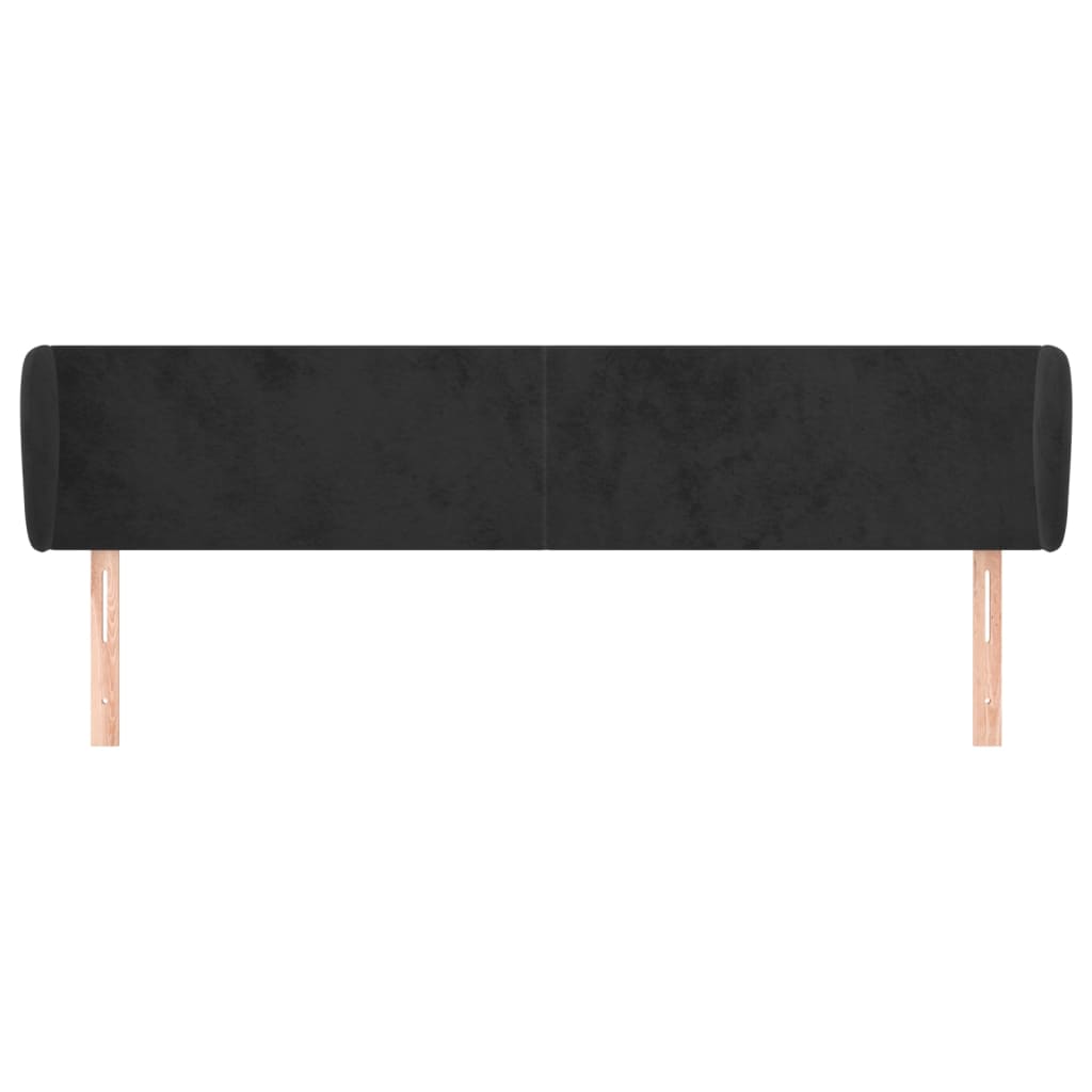 Testiera ad Orecchio Nera 163x23x78/88 cm in Velluto | homemem39