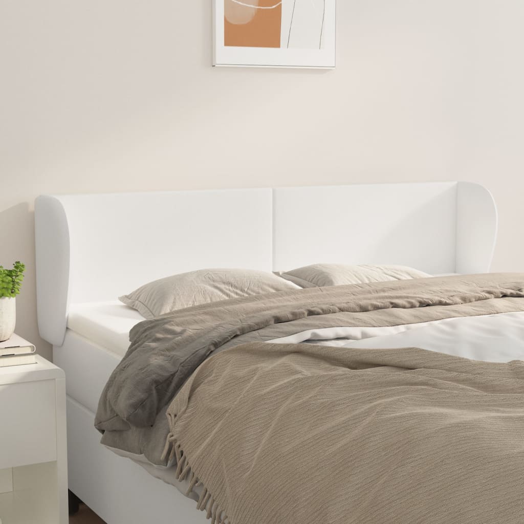 Testiera ad Orecchio Bianca 147x23x78/88 cm in Similpelle | homemem39
