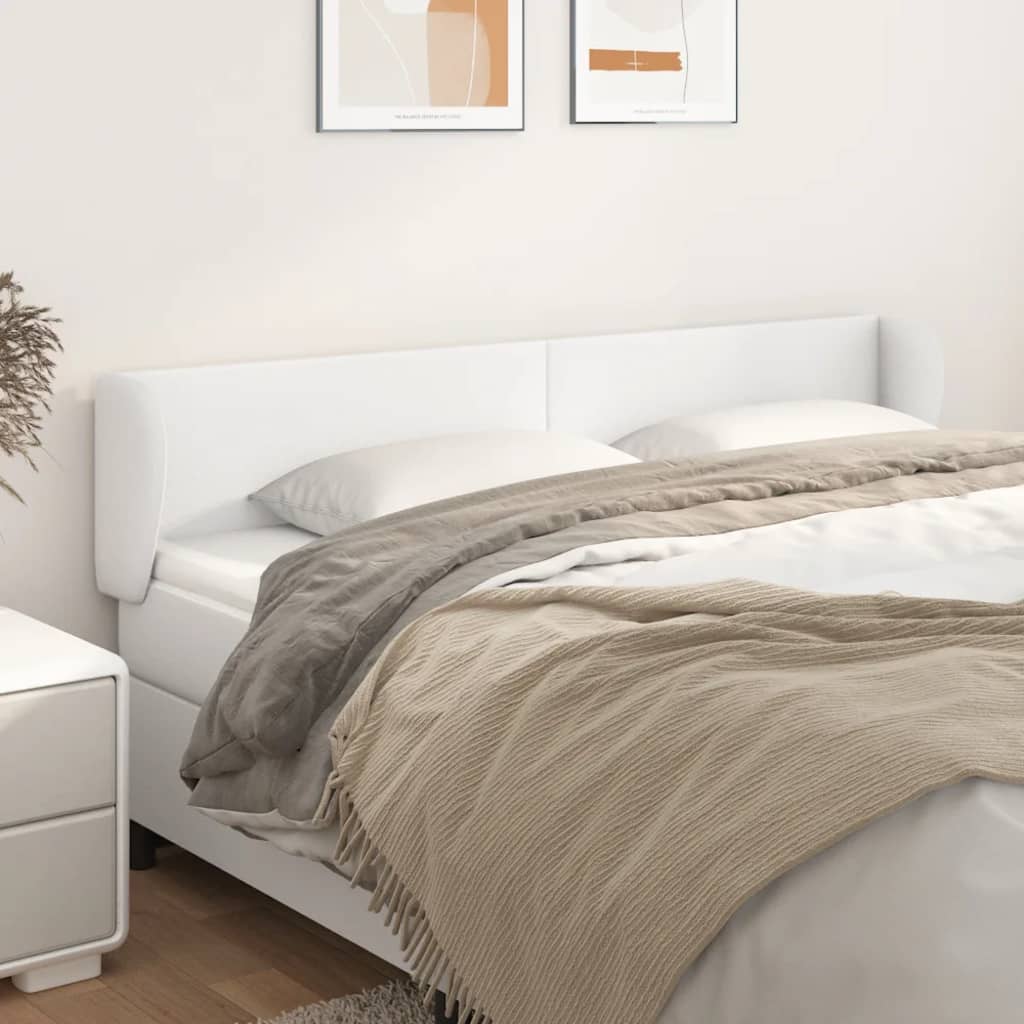 Testiera ad Orecchio Bianca 163x23x78/88cm in Similpelle | homemem39